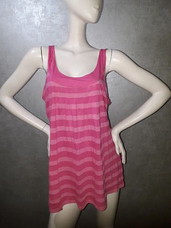 débardeur rose rayé promod taille 44