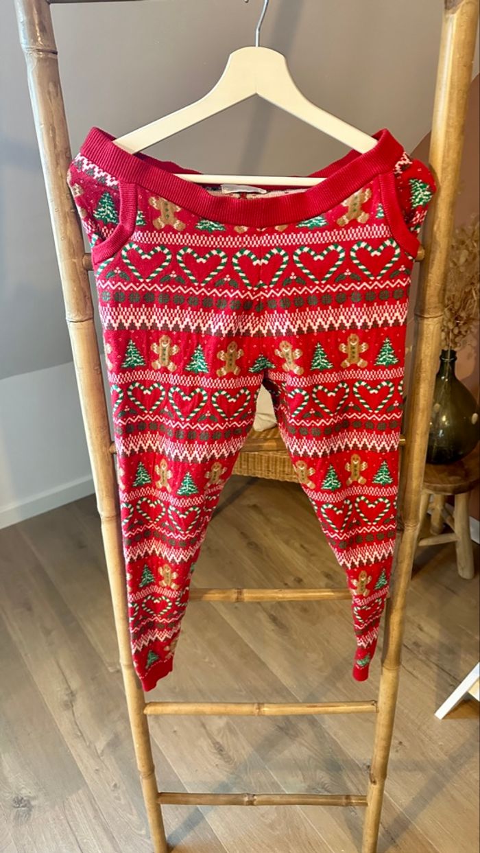💜 Pantalon pyjama chaud rouge motif Noël Primark taille M 💜