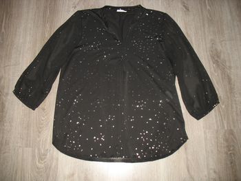 CHEMISIER M 3/4 NOIR A PAILLETTES OR "CACHE CACHE" - TAILLE XL - n°04