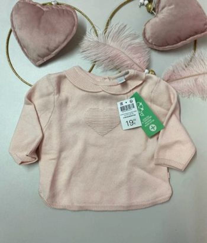 Pull maille bébé fille - neuf - Obaïbi - Taille 6 mois
