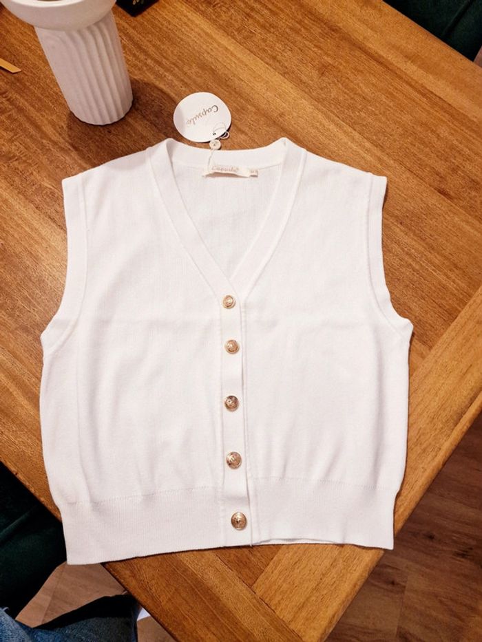 Gilet sans manche blanc neuf - photo numéro 4