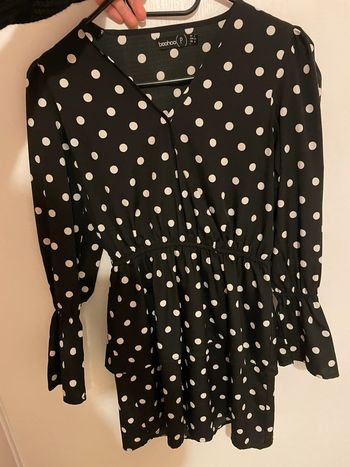 Robe noire à pois blanc boohoo taille S