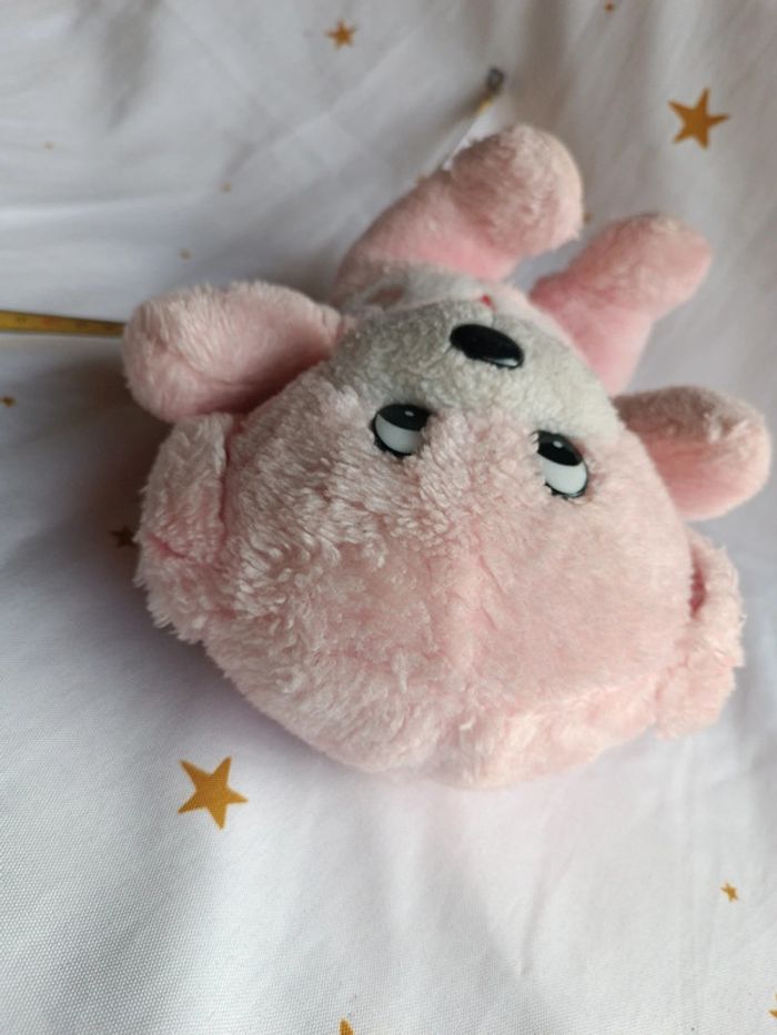 Vintage Doudou peluche plush Teddy chien dog puppy rose pink glace ice cream cône cp - photo numéro 9
