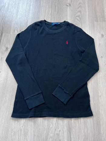 Pull nid-d’abeilles Ralph Lauren Noir avec logo brodé rouge Taille XXL