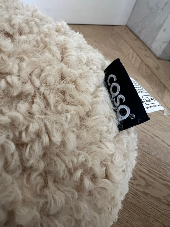 Pouf tissu teddy bouclette beige - photo numéro 3