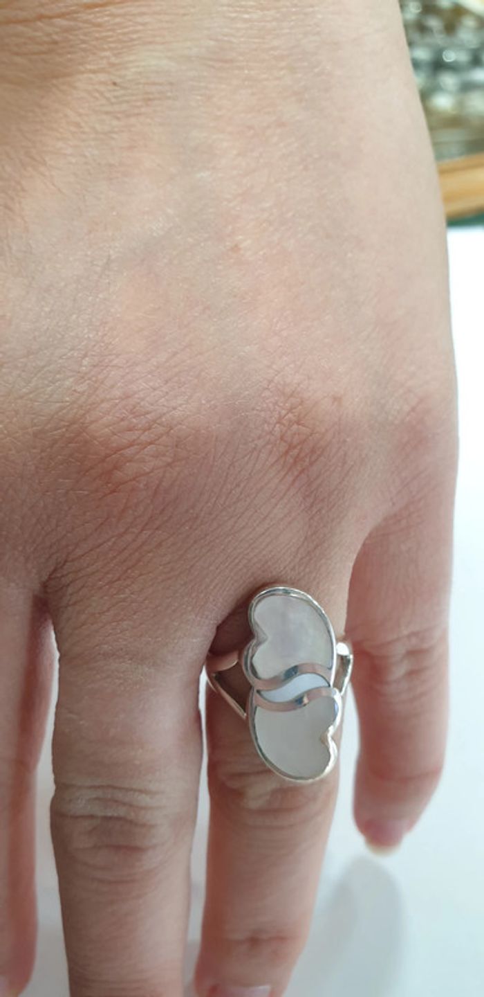 Neuve ! Très jolie bague coeur Argent 925 et nacre - photo numéro 6