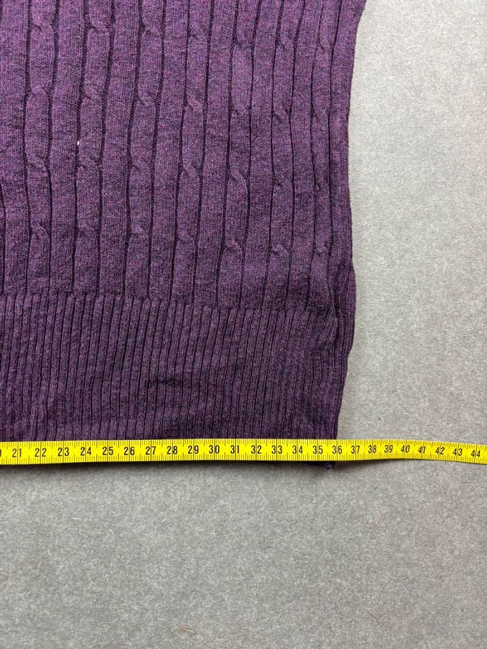 Pull torsadé col V cable knit vintage violet - photo numéro 4