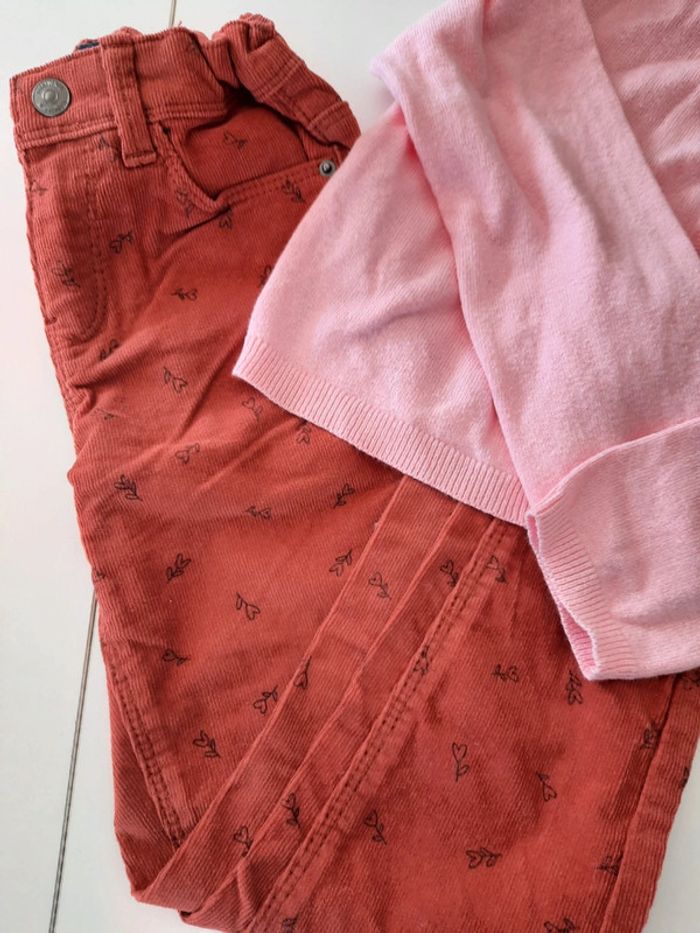 Pantalon velours fille et boléro rose 6 ans #lora11fille6ans - photo numéro 2