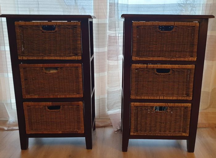 lot 2 CHIFFONNIERS 3 Tioirs en Rotin Indonésien