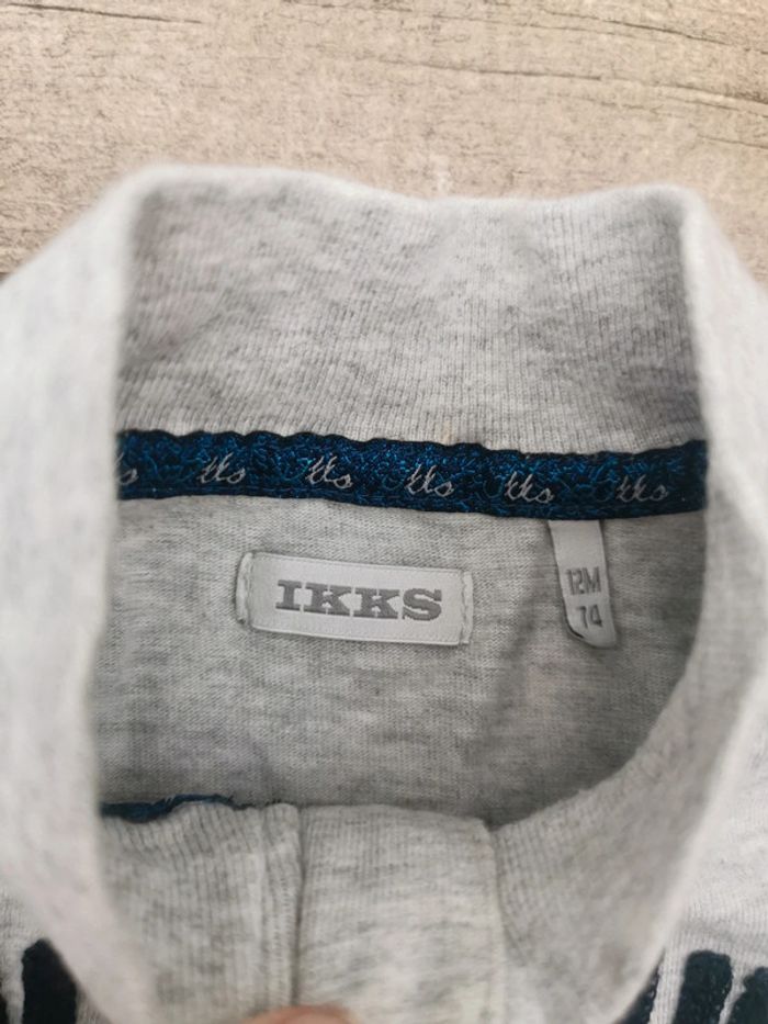 🌹Gilet zippé Ikks 12mois gris bleu bébé garçon - photo numéro 3