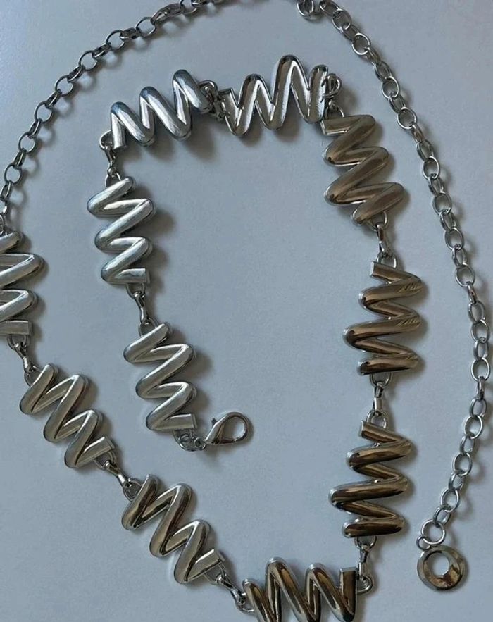 Ceinture chaîne argentée longueur 105 cm - photo numéro 2