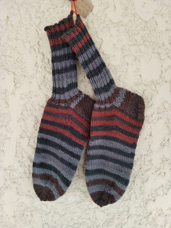 Chaussettes, taille 41-43, tricoté main, Chaussettes épaisses hiver, doux et chaud