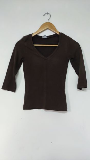 Tee-shirt manches 3/4 stretch col V