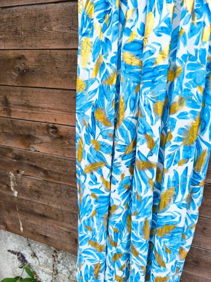 Robe longue imprimée bleue et feuilles dorées été taille 40/42 - photo numéro 9