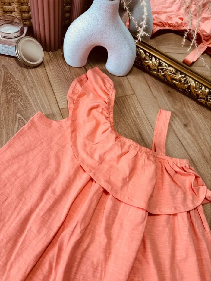 Taille 8 ans robe d’été fille TAO saumon * volants * 🌸 - photo numéro 3