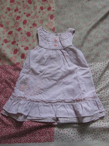 Robe velours fines raies rose 9 mois