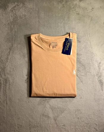 T-shirt Ralph Lauren Crewneck Embroidered Beige White Poney – Taille L