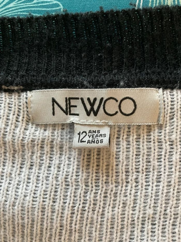 Long gilet chaud noir et blanc pour fille Newco taille 12 ans - photo numéro 5
