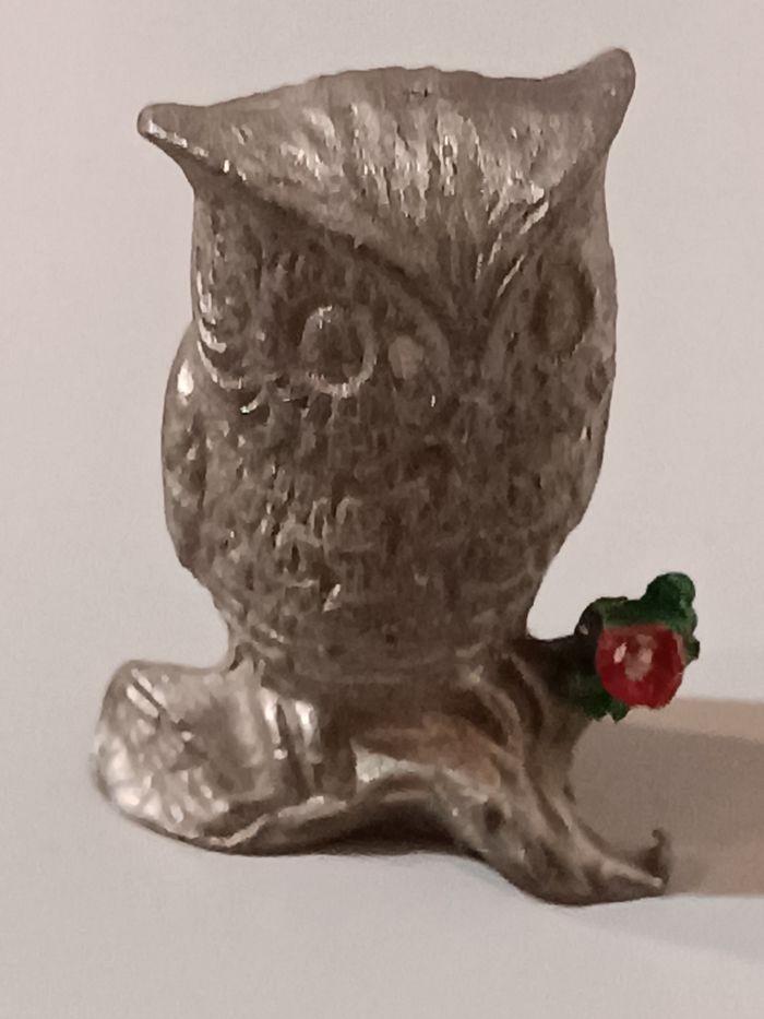 Chouette en étain à la rose - photo numéro 3