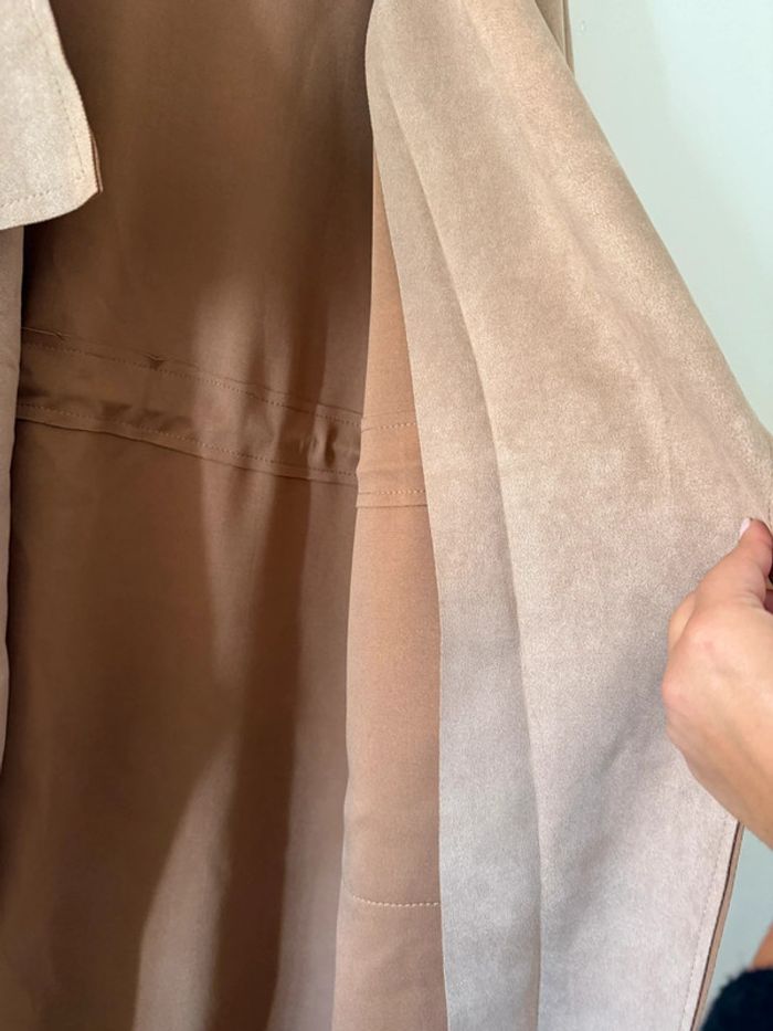 Veste longue effet daim beige - photo numéro 6