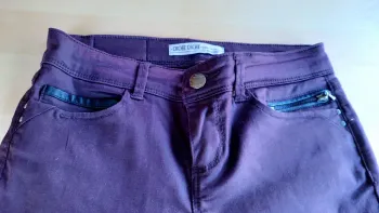 Jean prune enduit, Cache Cache, taille S/36