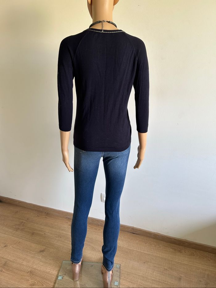 Pull bleu marine à manches courtes Morgan taille S TBE - photo numéro 6