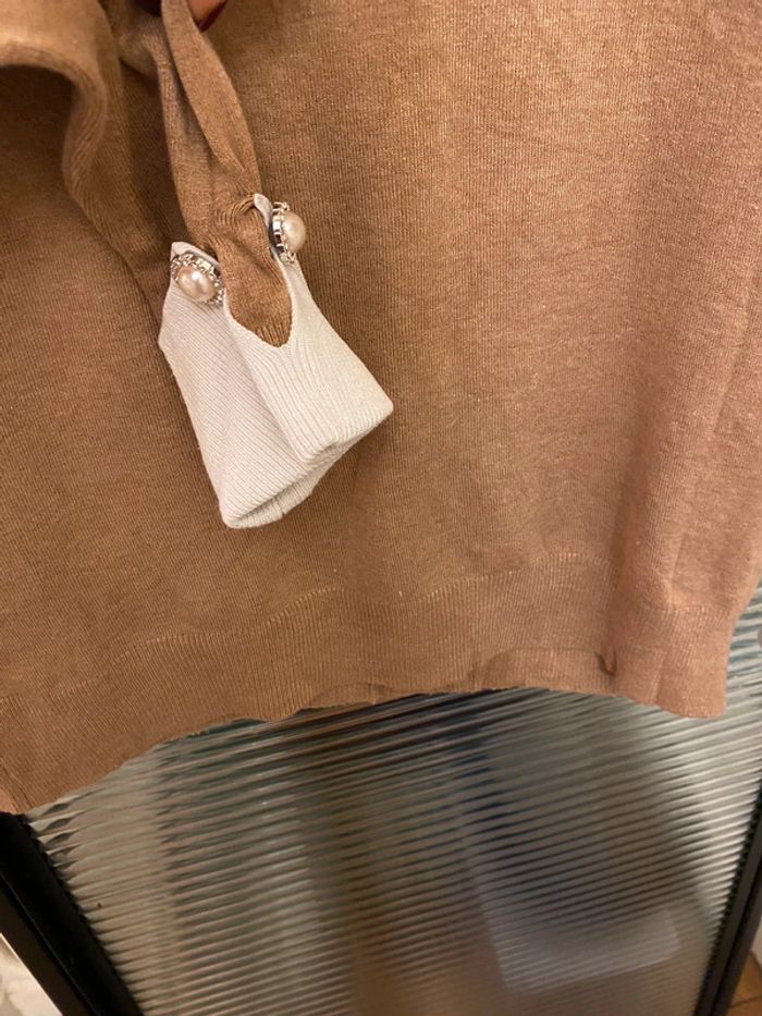 Pull à col beige Zara M - photo numéro 5