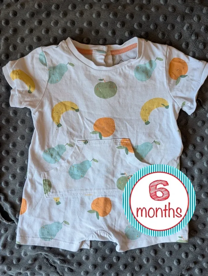 Combi-short bébé 6 mois Tex #fruits #mixte #été