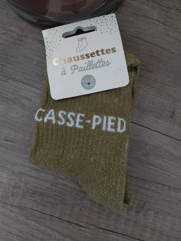 Chaussettes à paillettes Kaki