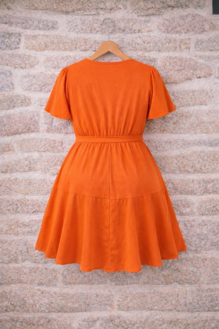 Robe d été manches courtes papillon orange corail vitaminé Femme taille 54 marque Asos 💍 - photo numéro 9