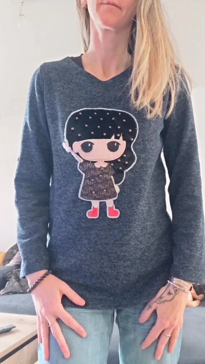Pull femme bleu T.M - photo numéro 3
