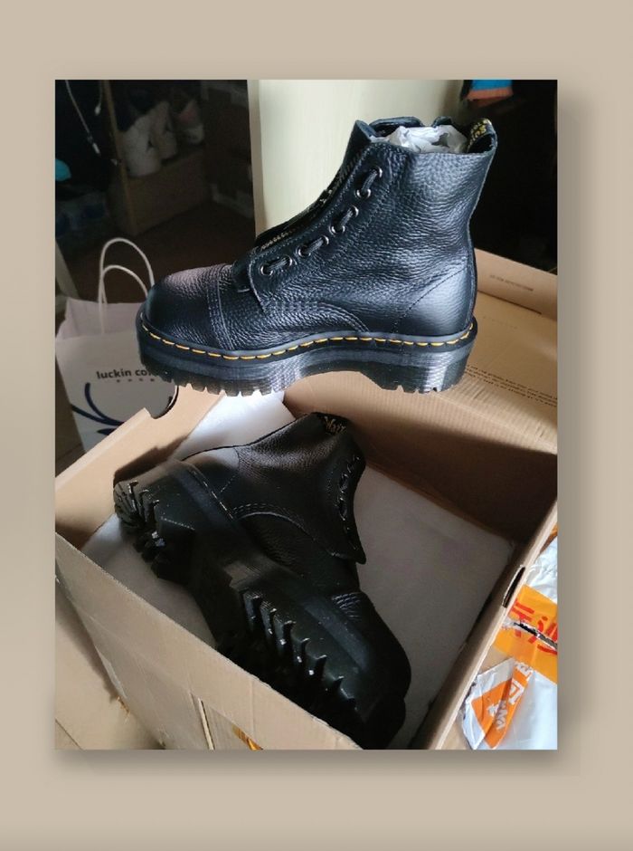 Bottines Dr. Martens série SINCLAIR, autre cuir, grainé, fermeture éclair, bottines, femme, noir. - photo numéro 3