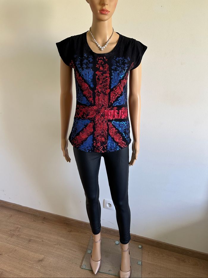 Teeshirt noir avec sequins Pepe Jeans taille XS bon état - photo numéro 3