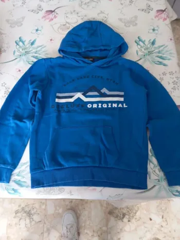 Sweat à capuche bleu électrique 12 ans