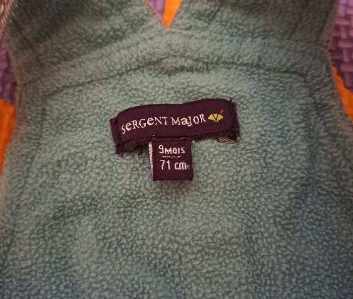 Salopette polaire gris bleu, sergent major, taille 9 mois (71 cm) - photo numéro 3