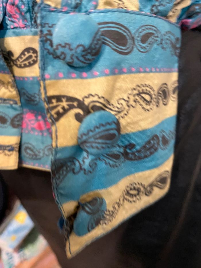 Chemise vintage pasley soie 44 lavalliere - photo numéro 3