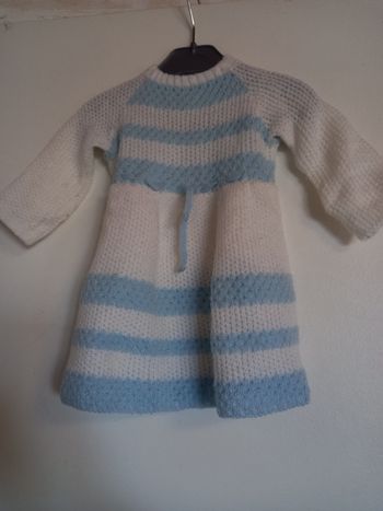 Robe vintage bleu et blanche 12 mois
