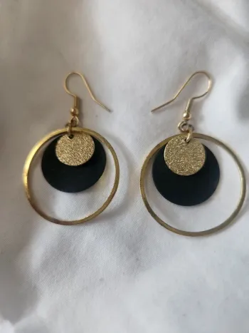 Boucles d'oreilles doré & noir