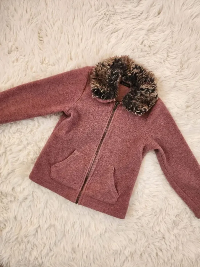 Veste polaire rose col fausse fourrure IKKS - photo numéro 3