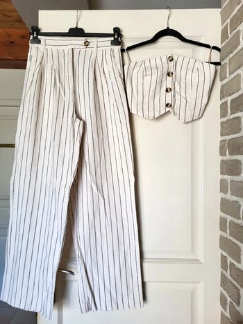 Magnifique ensemble en lin bustier et pantalon large Bershka - Comme neuf