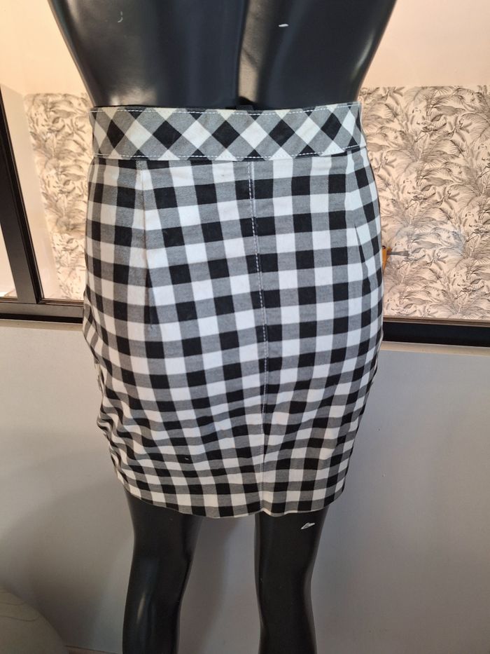 Jupe écossaise courte noire et blanche 32 femme - photo numéro 2