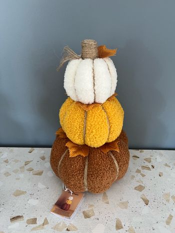 Décoration automne 3 citrouilles empilées