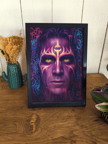 Poster Affiche A4 (21 × 29,7 cm) fluo tribal urbain – Art mural inspiré de l’univers fantasy & catch