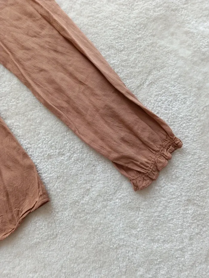 Blouse Mango suite S avec broderie, caramel, rose poudré légère fluide ample - photo numéro 6