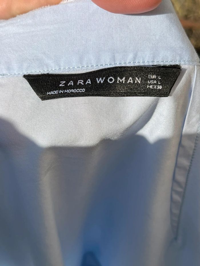 Chemisier asymétrique avec perles nacrées manches 3/4 - bleu clair - photo numéro 9