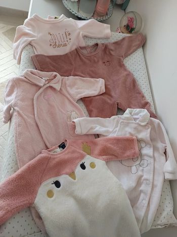 Lot de 5 grenouillères bebe fille 1 mois