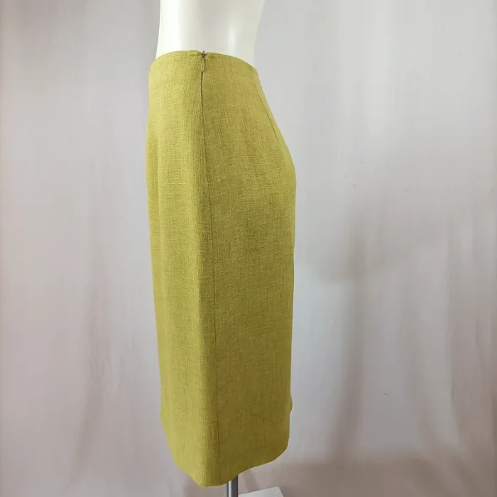 Ensemble jupe et veste Mafecco vert anis, coupe droite, tissu texturé, taille 42 A1209 - photo numéro 6