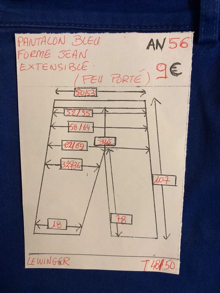 AN56- Pantalon bleu forme jean T 48 (48-50) peu porté - photo numéro 10