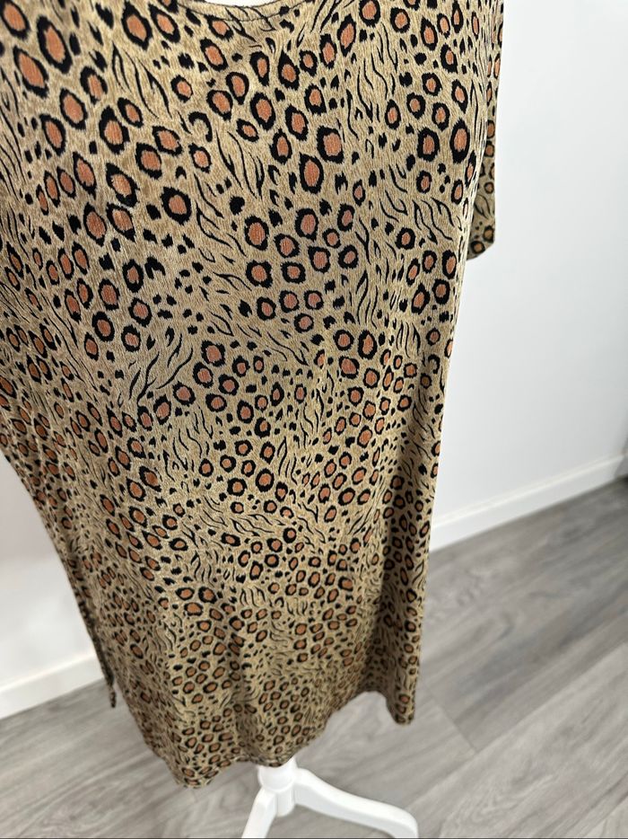 Blouse oversize leopard marron et beige Vintage T46 3XL - photo numéro 3