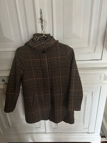 Manteau Cyrillus fille 10 ans avec capuche amovible  64% laine + 14% coton + 27% polyamide